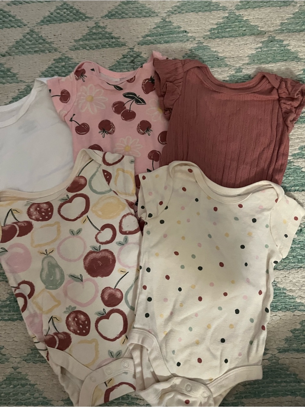 Baby Girls' Short-Sleeve Bodysuit Set in Pink & Cream - 5-Pack